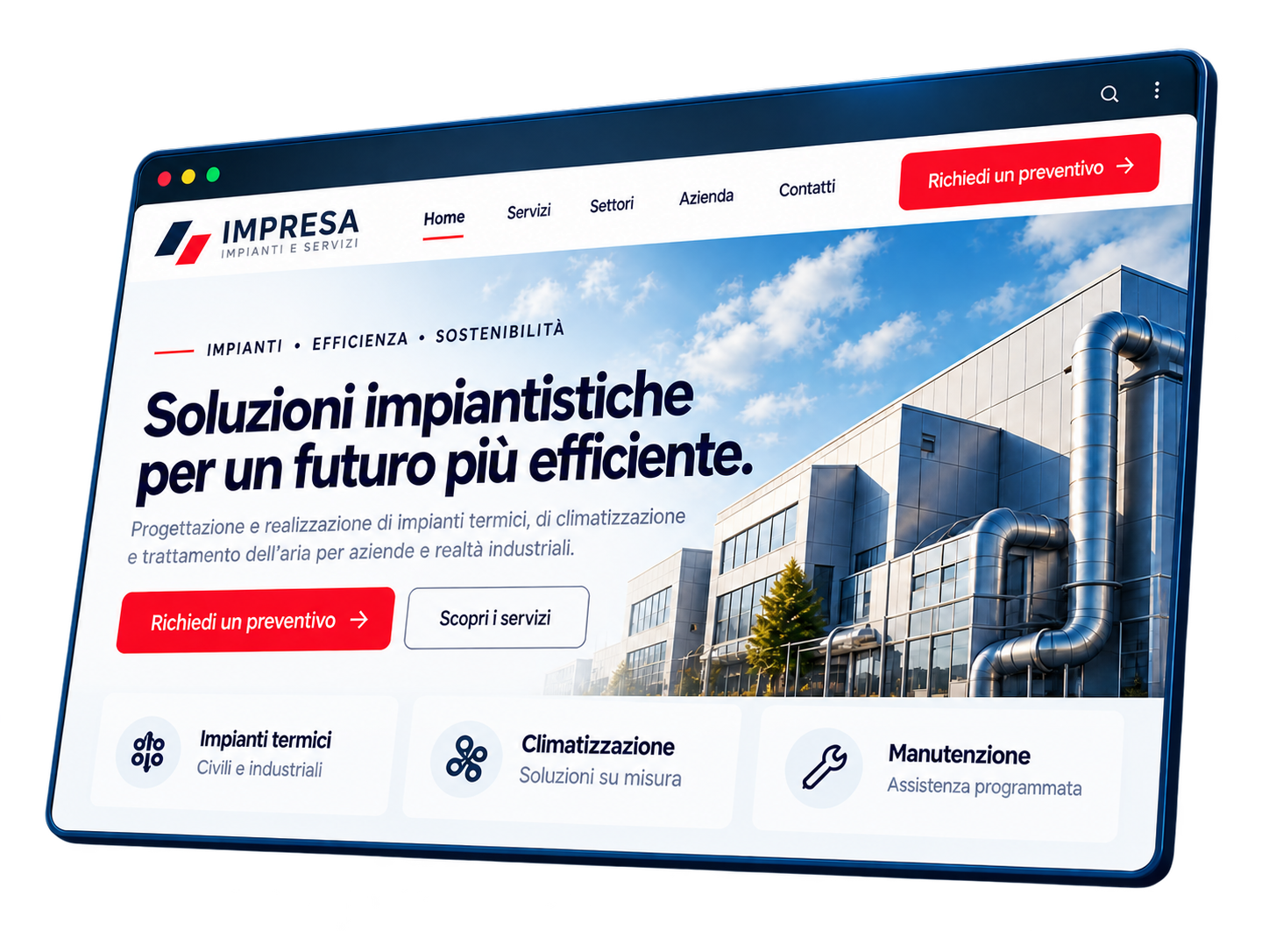 Anteprima di un sito web premium per un'impresa